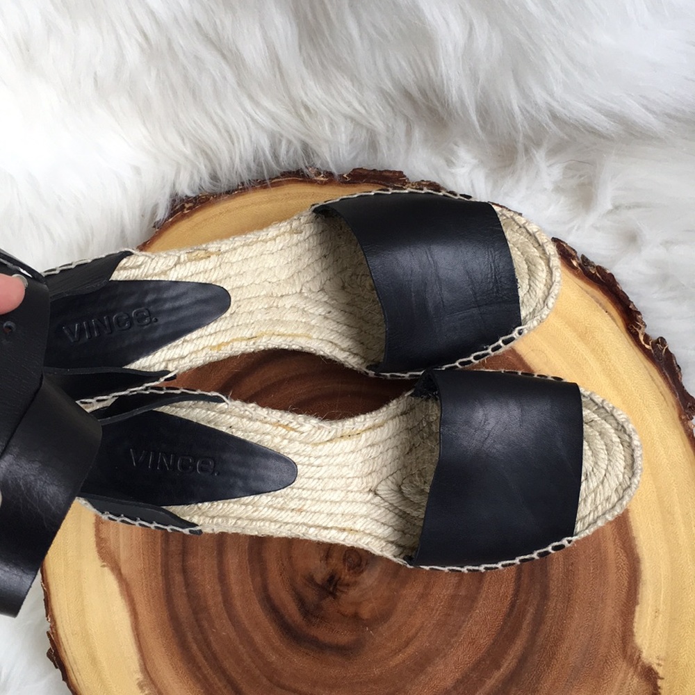 Vince leather ankle strap wedge espadrille sandals - Picture 7 of 8